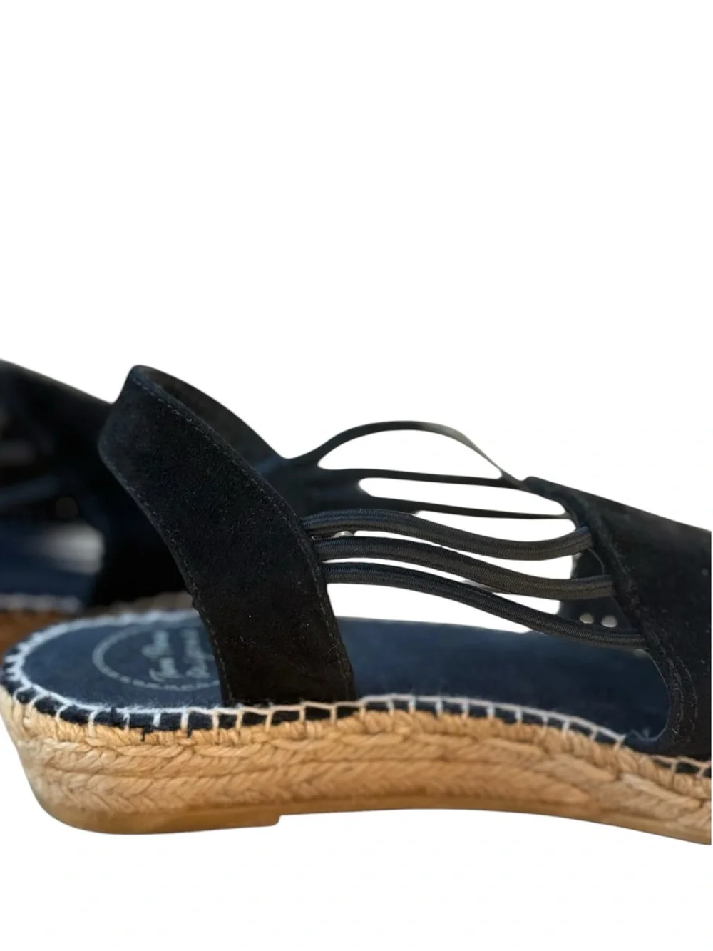 Toni Pons Nuria Black Suede Espadrille Slingback Flats Coastal Boho Vacation